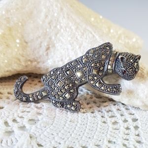 Marcasite Leopard Pin Brooch